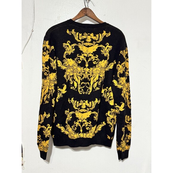 Guess Los Angeles Men’s Black Gold Baroque Sweater Size L Crewneck Knit - Picture 3 of 3